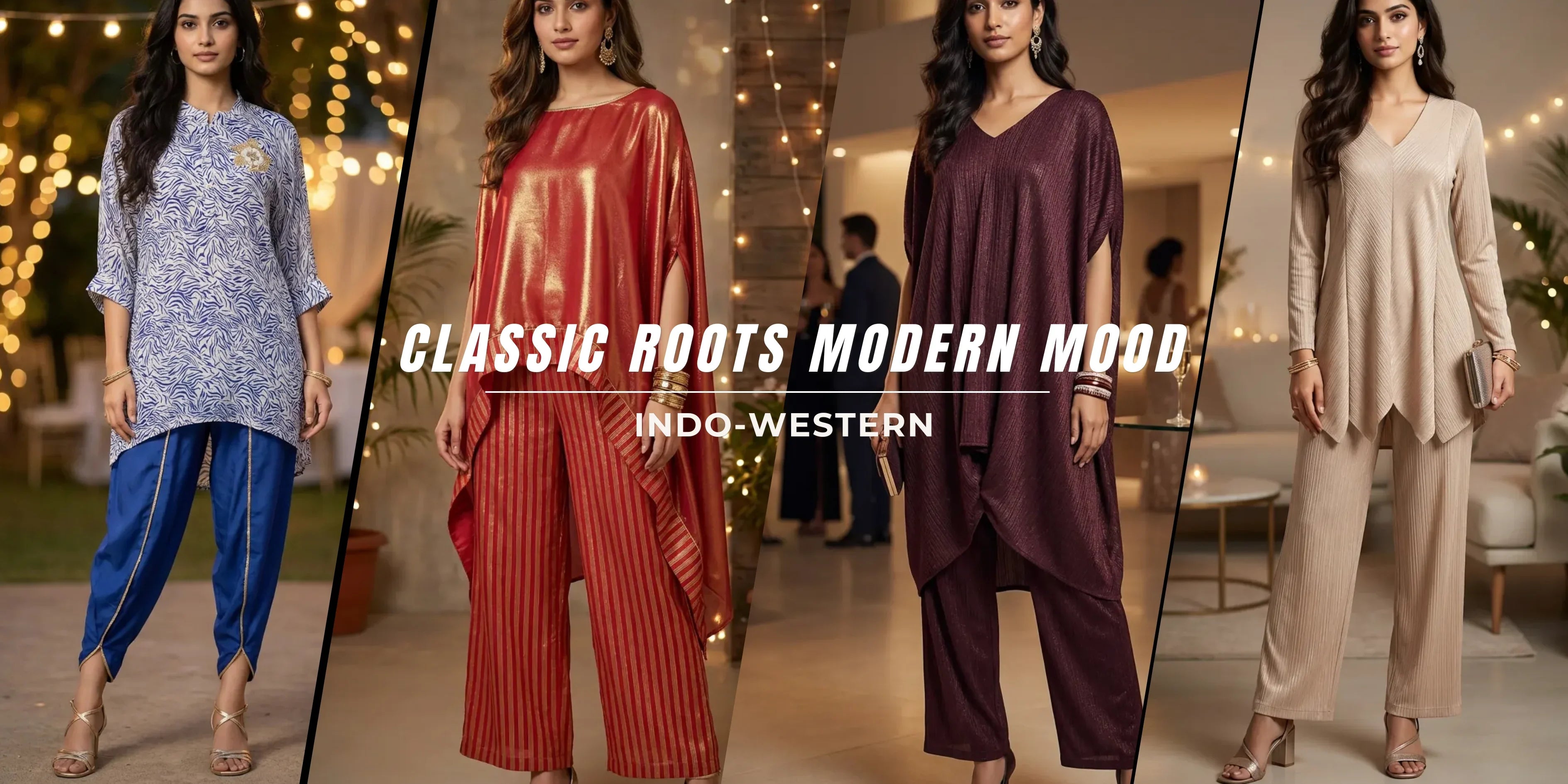 Karchobi women’s Indo-Western outfits in elegant, modern styles and vibrant colors, homepage banner