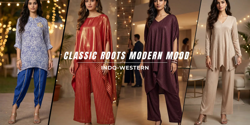 Karchobi women’s Indo-Western outfits in elegant, modern styles and vibrant colors, homepage banner