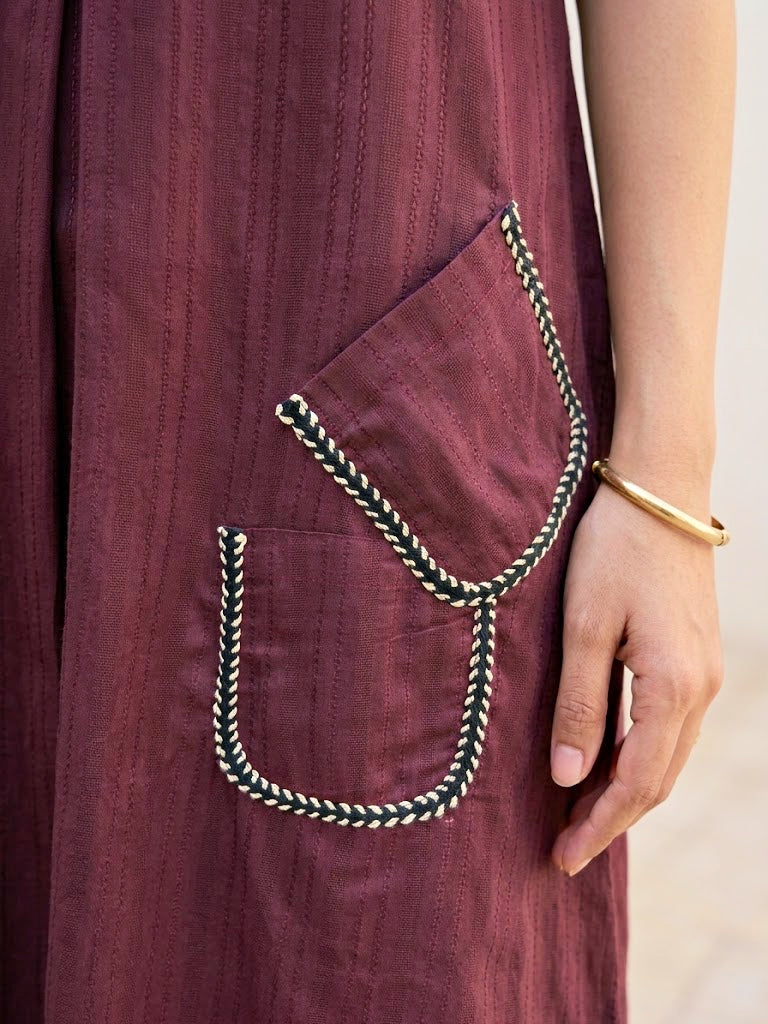 Burgundy Cotton Dobby Kurta & Afghani Salwar Co-Ord Set
