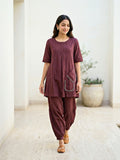 Burgundy Cotton Dobby Kurta & Afghani Salwar Co-Ord Set