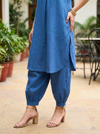 Dusty Blue Modal Slub Kurta & Afghani Salwar Co-Ord Set