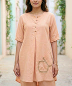 Light peach orange Karchobi Afghani salwar co-ord set with a stylish kurta and comfortable salwar pants.