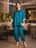 Peacock Teal Kaftan & Dhoti Co-Ord Set