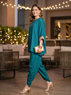 Peacock Teal Kaftan & Dhoti Co-Ord Set