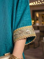 Peacock Teal Kaftan & Dhoti Co-Ord Set