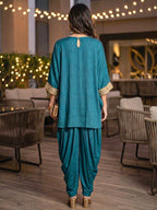Peacock Teal Kaftan & Dhoti Co-Ord Set