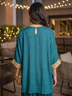 Peacock Teal Kaftan & Dhoti Co-Ord Set