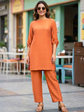 Rust Orange Crinkled Textured Co-Ord Set