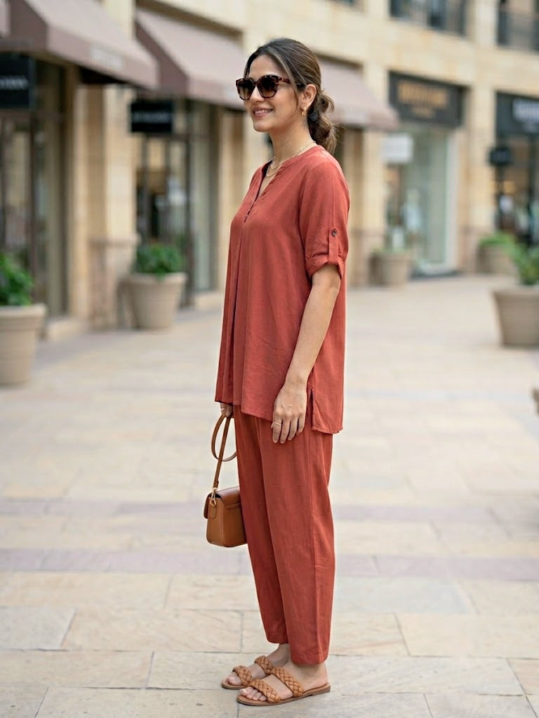 Rust Rayon Slub Co-Ord Set