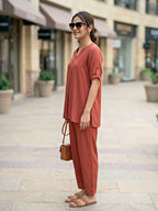 Rust Rayon Slub Co-Ord Set