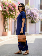 NAVY BLUE MANDARIN KURTA PANT CO-ORD SET - KARCHOBI