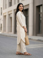 OFF-WHITE KURTA PANT CO-ORD SET - KARCHOBI