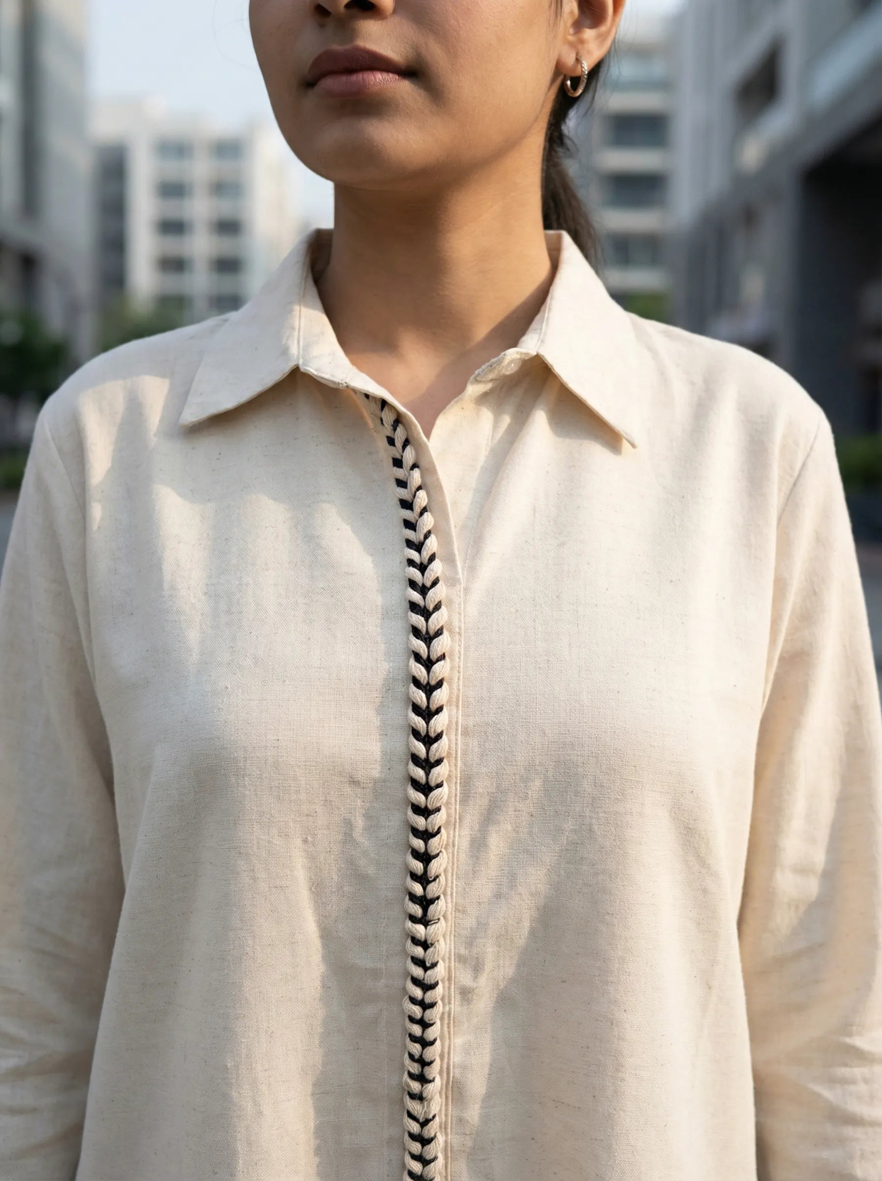 OFF-WHITE KURTA PANT CO-ORD SET - KARCHOBI