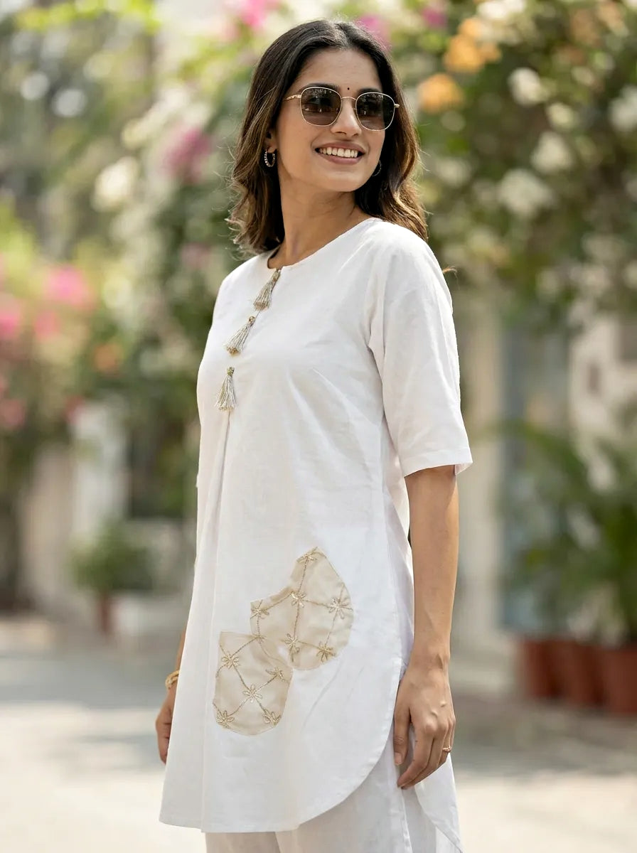White kurta Afghani salwar coord set women summer wear